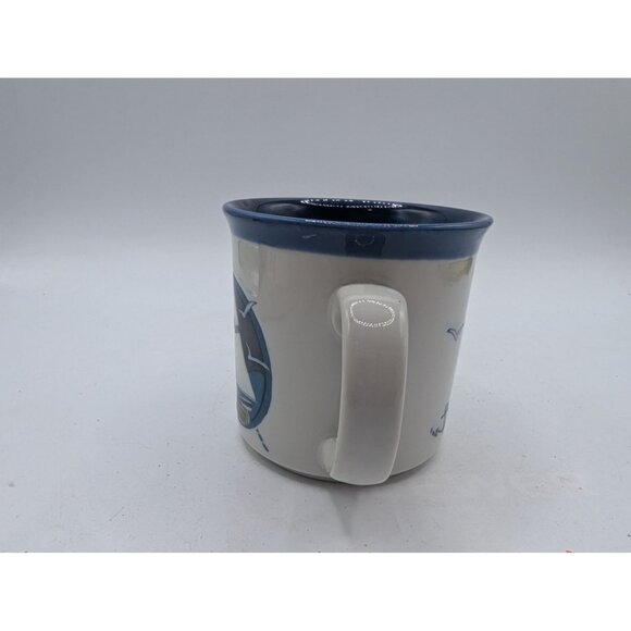Vintage OTAGIRI Sailboat Schooner Seagulls Nautical Coffee Mug Blue White - Picture 4 of 8